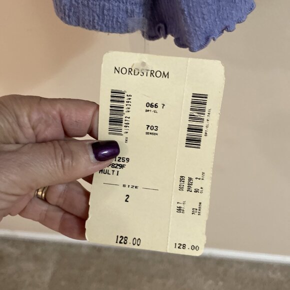 VTG Blue Fish Crinkle Tencel Shirt Women's 2X Lavender Artsy Sustainable NWT - Picture 7 of 12